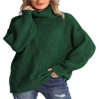 Youweixiong жени сладък пуловер с костенурка твърд цвят дълъг ръкав пуловер върхове трикотажни дрехи за есенно топло улично облекло