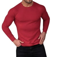 Мъжки модни върхове зима и есен небрежен тениска с раирана тъкан кръгла яка с дълъг ръкав тениска тениска блуза