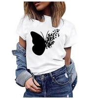 Smihono Women's Fashion Tunic Основи тениски отстъпка с къс ръкав Женски върхове Пеперуда пеперуди тениски модерни летни развлекателни екипажи ризи