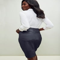 Jessica London Women's Plus Size True Fit A -Line Denim Кратка мини пола - 32, New Khaki Vertical Stripe Beige