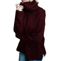 Жени с дълъг ръкав пуловер моден солидна костенурка плетене на плетене на пуловер на връхни дрехи