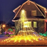 Коледна декорация на открито звездна светлина, 16. Ft LED светлини на дървото с Topper Star String Slight Int, осветление режим Коледни звездни светлини за Yutnsbel