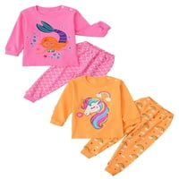 Bullpiano Little Girls Baby Pajamas Sets Loungewear Cotton PJS с дълъг ръкав 1- години