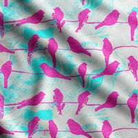 Soimoi Bird Printcotton Poplin Sewing Mabric, продавано от двора Widesewing Craft Craftting Quilting Правене на плат розово