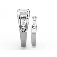 Нейната и неговата сребърна неръждаема стомана и титаниев сватбен годежен пръстен лента Размер на жените за мъже 10