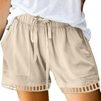 Qolati женски ежедневни летни къси панталони еластична талия Бермудите къси панталони Леки удобни свободни плаж горещи къси панталони с джобове