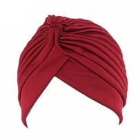 Anvazise turban cap плътна цветна кръстосана форма шапка с ръба чист цвят beanie party party аксесоари вино червено