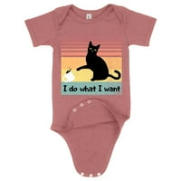 Бебе, правя това, което искам черна котка Смешно печат onesie - най -смешните onesies