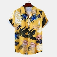 Мъжете модна блуза Топ тропически стил печат Хавай лято отхвърлете яка риза Мъжки пролетни сингъл ризи ежедневни принт Лапи плаж късо ръкав джоб на външна ваканция ризи ризи