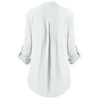 Дасайо суичър за жени дами голям размер бутон дантела v вратна риза с дълъг ръкав блус