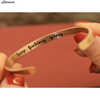 Спенсър вдъхновяваща гривна маншет мантра от неръждаема стомана Цитат поддържат гравиран съобщение мотивационен подарък за бижута за жени тийнейджър 2, злато
