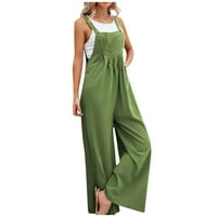 Дамски облечени ежедневни летни без ръкави сладък флорален печат свободен моден моден салон за комбинезони, зелени s