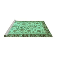 Ahgly Company Machine Wareable Indoor Rectangle Abstract Turquoise Blue Modern Area Cugs, 2 '3'