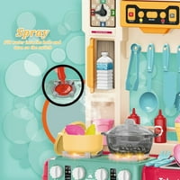 Кухненски комплект за деца малки деца, кухненски комплекти за играчки Преструват играчка за игра със стол кухненски аксесоари комплект със светлина и звук, за деца