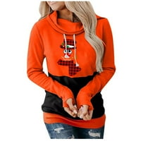 Hanes качулки за жени цип на жените коледни графични качулки пуловер каул шия дълъг ръкав с качулки суичъри ежедневни смешни сладки тиквени пуловери върхове оранжеви m
