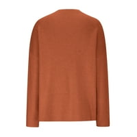 Пуловери за инлейф за жени кръгла шия с дълъг ръкав джобна плетена риза мързеливи пуловери