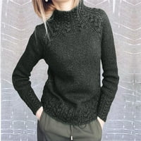 tklpehg дамски мода половин костенурка пуловер хлабав пуловер пуловер дълги ръкави върхове мода солиден цвят есен зимен топъл пуловер ежедневен пуловер пуловери сиво xl
