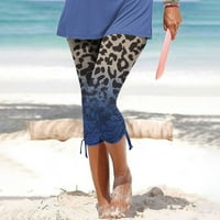 Женски плюс размер през лятото на жените небрежни теглене отпечатани подрязани панталони Парти плажни рокля на клирънс