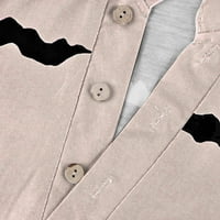 Дамски летни модерни ризи Разхлабени раирани бутон v Врат с къси ръкави Тен Тена L