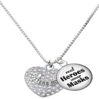 Delight Jewelry Silvertone Sisters Rock On AB Crystal Heart Dome Real Heroes Носят маски чар колие