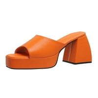 Tenmi Womens Work Небрежни обувки Модна платформа Блок Сандал Сватбена комфорт Плъзга се върху сандали с токчета оранжево 4.5