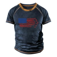 Gotyou мъжки тениска на Raglan, Ден на независимостта с къс ръкав Кръгла шия от печат върхове Сини XXL