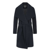 De la Creme - Женския кашмирен палто от кашмир с голяма яка с голяма яка с черен размер 4