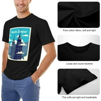 Мъжки тениска на Куала Лампур памук ежедневни къси ръкави върхове подарък тий черно m