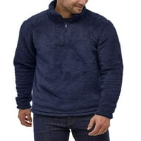 Saodimallsu мъже пуловер плюшена стойка за яка качулка пуловерни върхове с изрезка цип