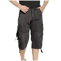 Лято Труден човек летни къси панталони Мъжки гащеризони ежедневни каприс прави много джобни панталони тъмно сиво 30
