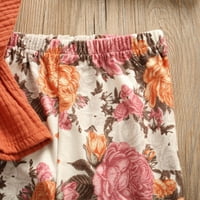 Новородено малко дете бебе момичета есенни тоалети тениски върхове+дрехи с флорални панталони