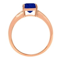 2.0ct възглавница отряза симулиран син сапфир 18k розово злато годишнина годежен пръстен с размер 3.75