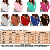 Жени тениска с дълъг ръкав Tee Solid Color Тениска Дами свободни върхове Работа пуловер Роза червен XL