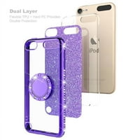 Ноар калъф за Apple New Ipod Touch, Touch 7, Touch 6, Lucory Generation Luxury Glitter Ring Stand Case - Purple