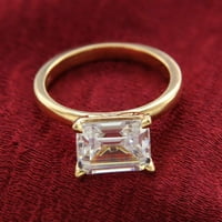 Карат Изумруд отрязана пасианска пръстена през 18K бяло злато Плъска годеж