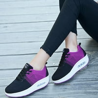 Неплъзгащи се обувки за жени от печат на ежедневни обувки мека подметка за неплъзгащи се маратонки за обувки за фитнес работа с работа лилаво 7.5