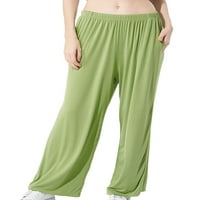 Avamo жени шезлонги с висока талия панталони широки крака палацо панталони дами бохо спално облекло плаж за домашно облекло зелено 2xl