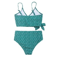 Hinvhai Womens Swimsuits Clearance, жени Bandeau Bandage Bikini Set Push-Up Бразилски бански костюми Бански костюм Зелено m