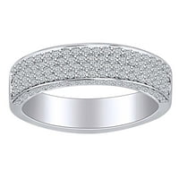 Карат кръг отрязал бял естествен диамант четири ред годишнина сватбена лента пръстен в 14k твърд бял златен пръстен размер-9.5