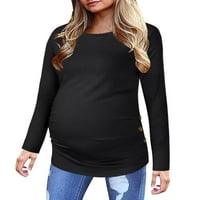 Страничен бутон на ризата за майчинство на шерилили и тениски с дълъг ръкав с разрушена туника