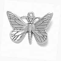 Стерлинг сребро 8 гривна за очарование с прикрепен 3D преден заден заден детайлен чар за насекоми от пеперуда