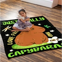 -Дек одеяло-копнежа Подарък за момчета момичета Capybara Любители на анимационни филми Capybara Frog Pattern Throw-Super Soft Lightweight и топло, използвано за диванско легло къмпинг 40 x50