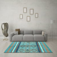 Ahgly Company Indoor Rectangle Abstract Light Blue Modern Area Rugs, 5 '7'