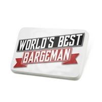 Porcelein Pin Worlds Best Bargeman Laple Badge - Neonblond