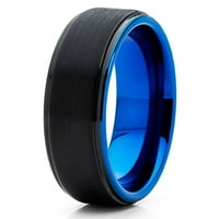 Волфрам сватбена лента Black & Blue Tungsten Ring Tungsten Carbide Angagement Men Men Women Comfort Fit