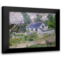 Van Gogh, Vincent Black Modern Framed Museum Art Print, озаглавен - Къщи в Auvers