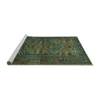 Ahgly Company Machine Wareable Indoor Rectangle Persian Turquoise Blue Traditional Area Rugs, 2 '5'