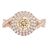 1. CT Brilliant Round Cut Natural Morganite 14K Rose Gold Halo Solitaire с акценти пръстен SZ 4.25