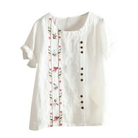 Жени цветя от лавандула отпечатани памук и ленено свободни ежедневни ризи дамски плюс размери туники