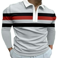 Тениски за мъжки тениски на Sanviglor Zipper върхове Лапета поло риза класически прилепва тенис пуловер сиво 2xl